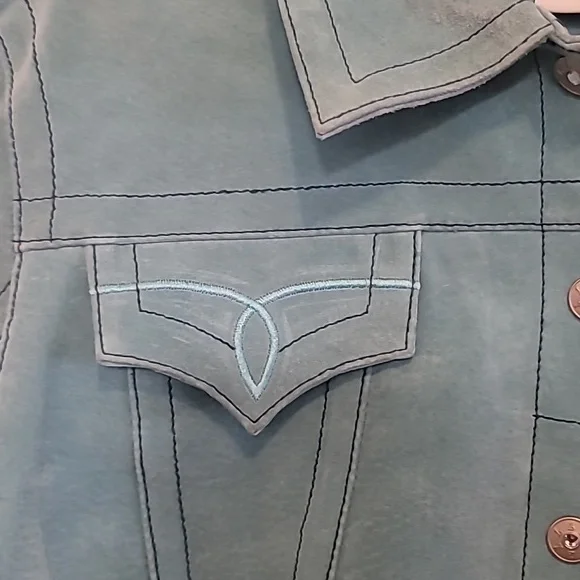 Live A Little Aqua Leather Jacket - Picture 4 of 9